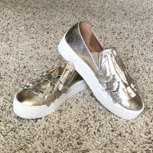 Metallic Gold BP Ruffle Sneakers